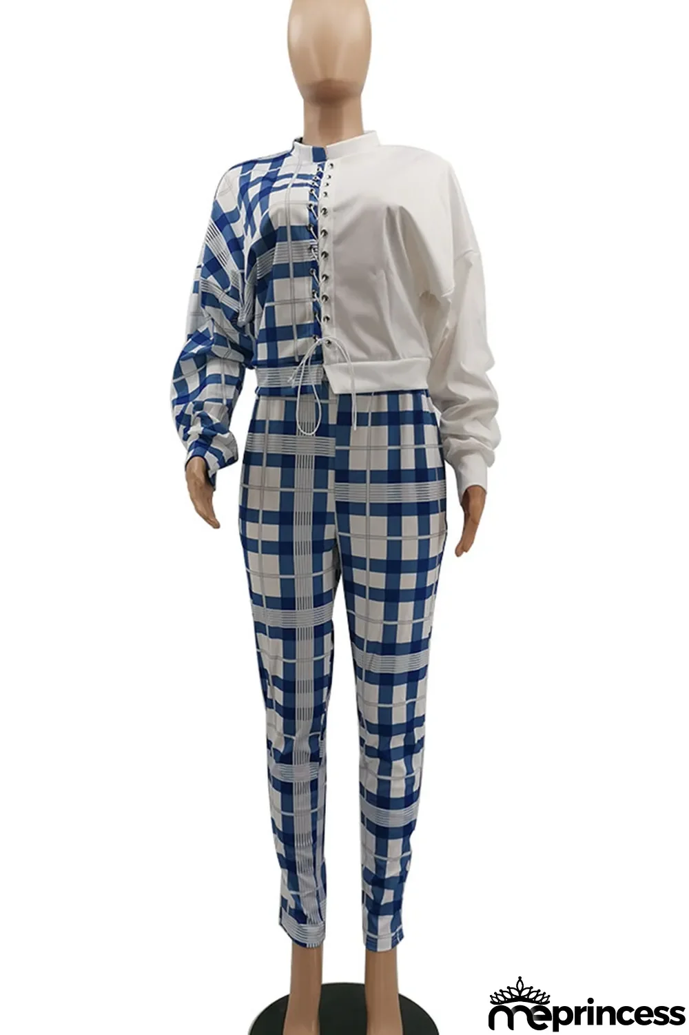 Red Casual Print Bandage Split Joint O Neck Long Sleeve Two Pieces