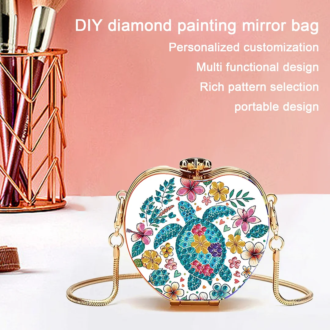 Turtle DIY Acrylic Love Art Diamond Painting Coin Purse w/ Chain for Women Girl