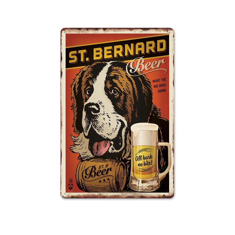 Beer Vintage Tin Painting Bar Background Wall Decoration Painting Home Frameless Iron Pendant