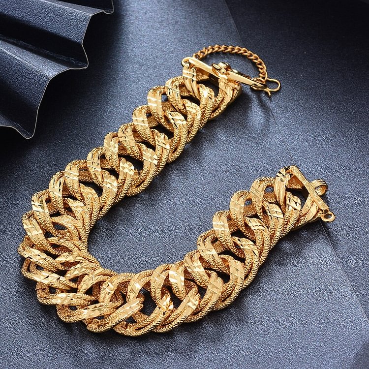 Luxury Mens Hand Chain Bracelets Male  Bijoux Gold Color Chain Link Bracelet