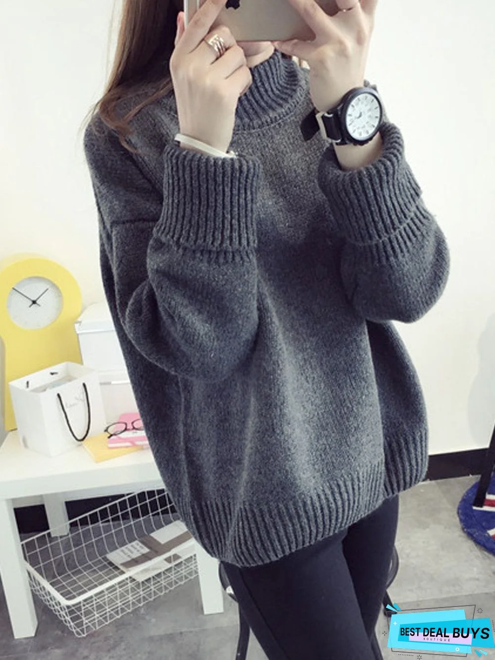 High Neck Pullover Female Loose Sweater