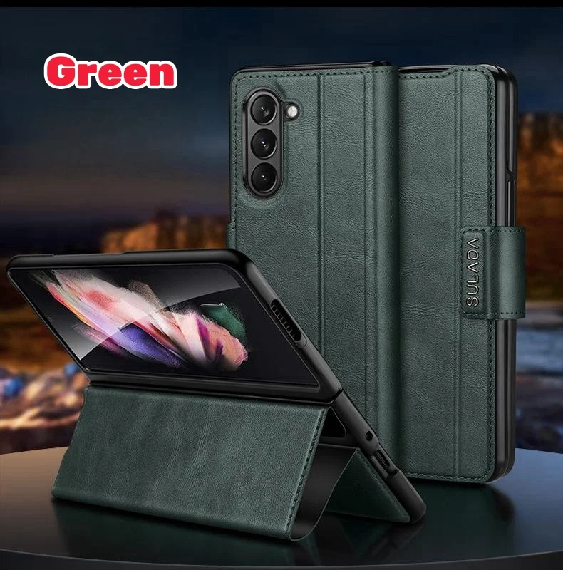 Suitable for Samsung Fold series magnetic buckle bracket folding leather case all-inclusive mobile phone case