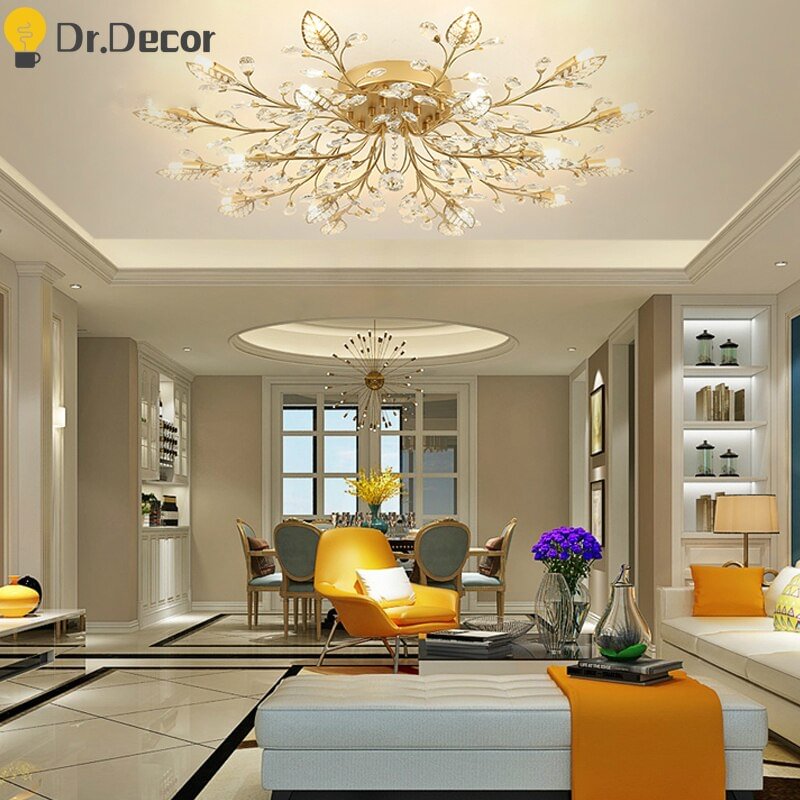 Modern Classical LED Ceiling Lights Lighting Living Room Bedroom Luxury Crystal Ceiling Lamp Hotel Dining Room Lustre Luminaries