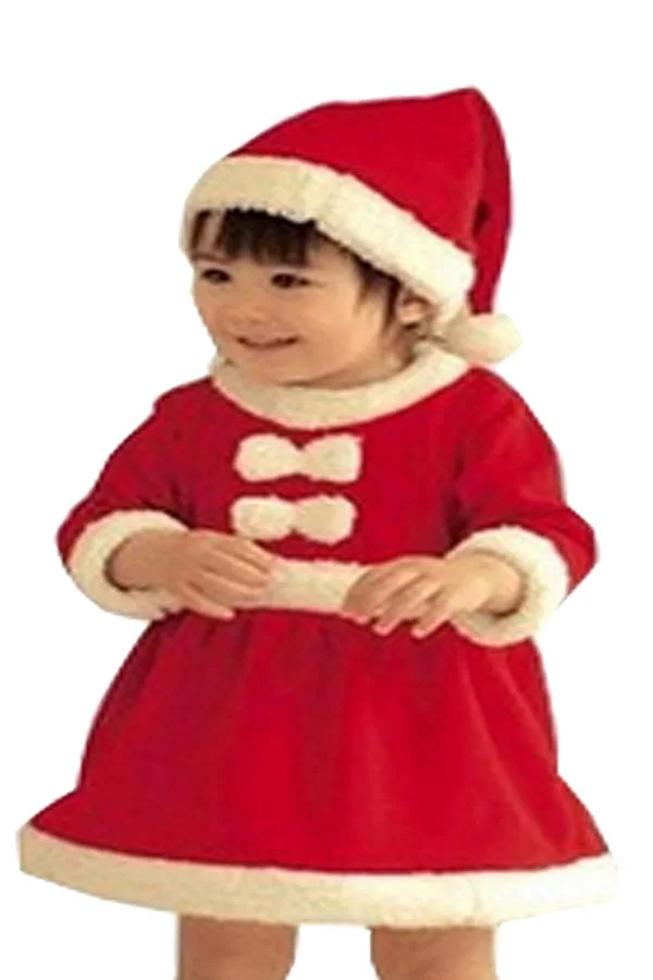 Cute Infant Kids Girls Dress Christmas Santa Claus Costume Red-elleschic