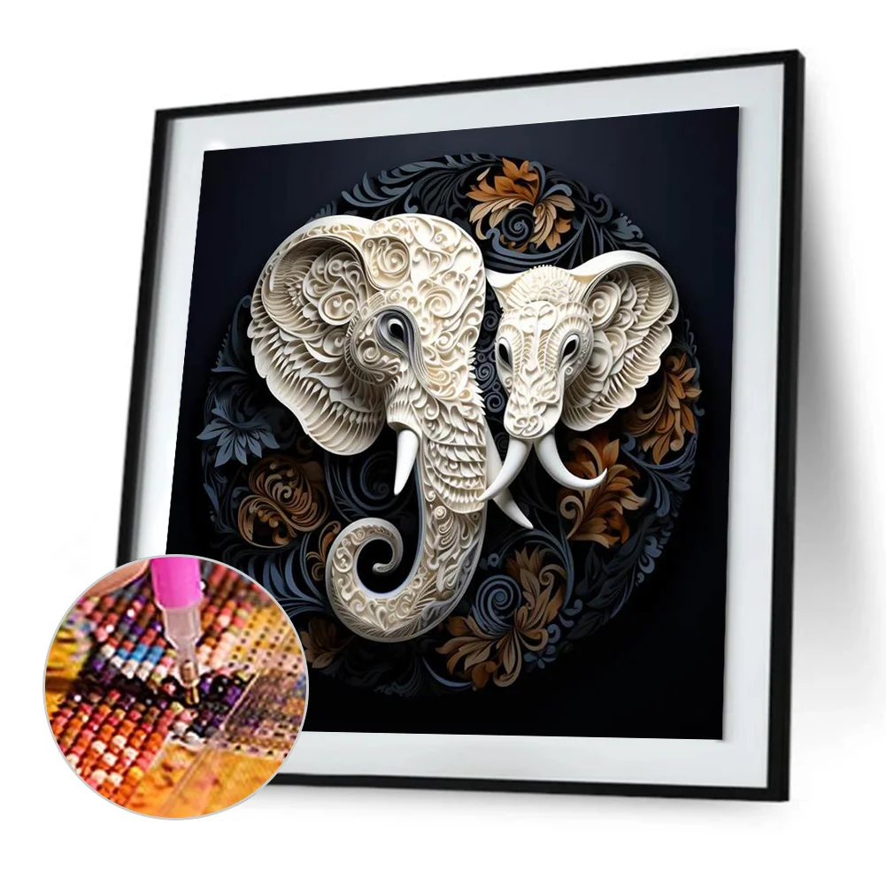 Diamond Painting - Full Round Drill - Elephant(Canvas|30*30cm)