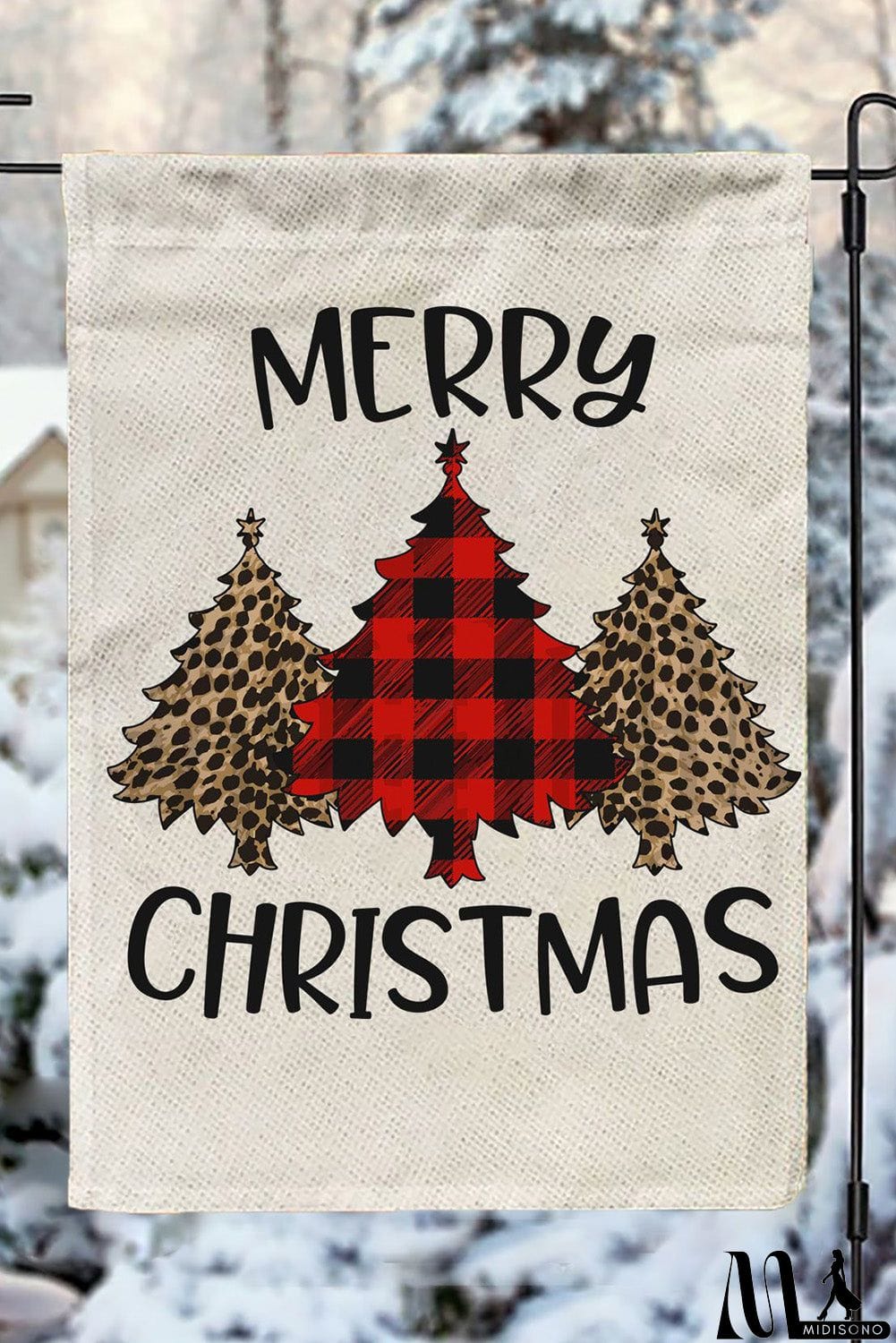 MidiSono - MERRY CHRISTMAS Trees Print Graphic Garden Flag