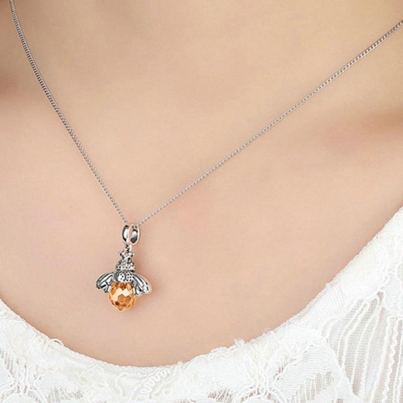 Crystal Drop Bee Necklace