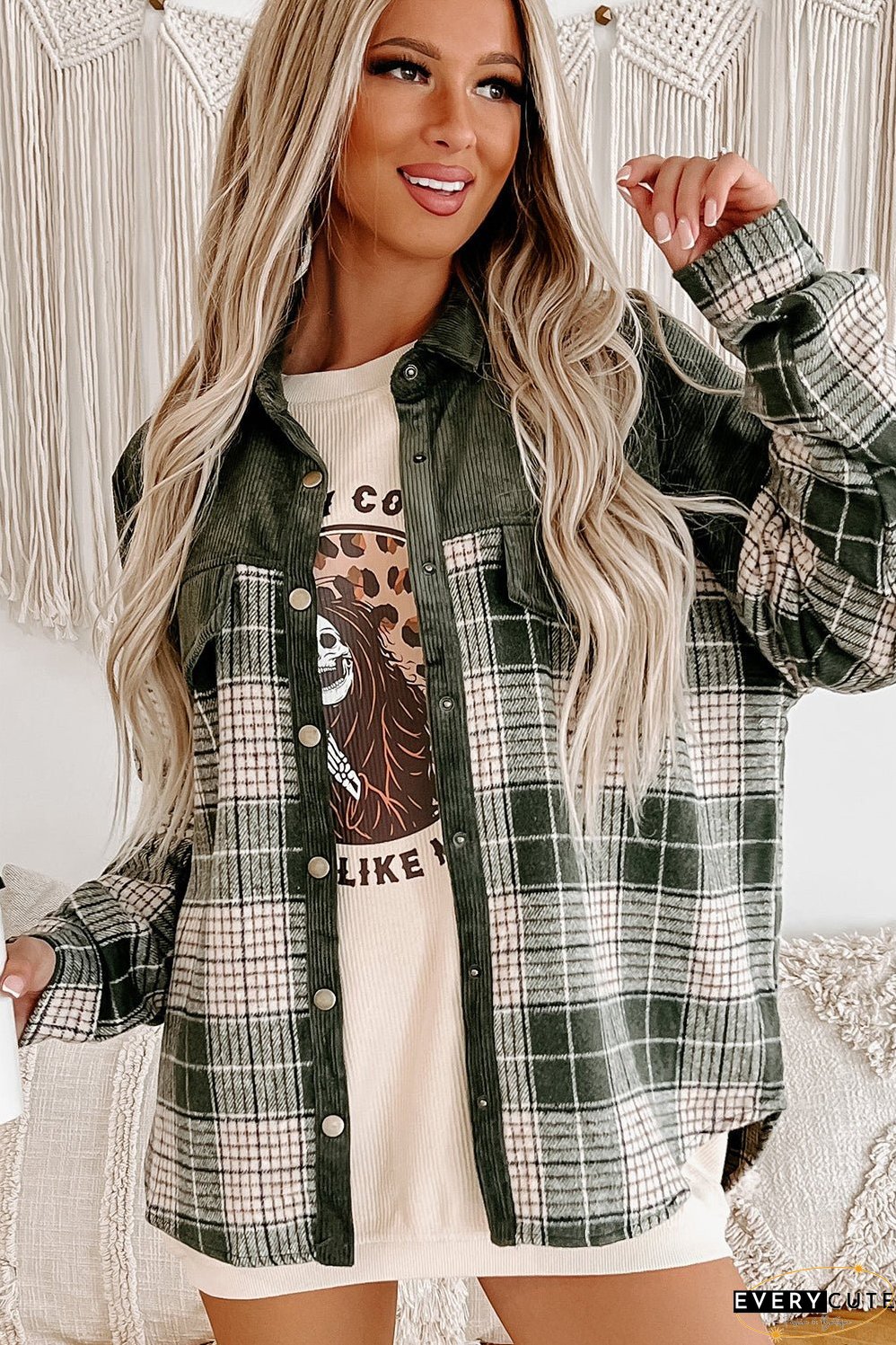 Comfortable Plaid Corduroy Jacket