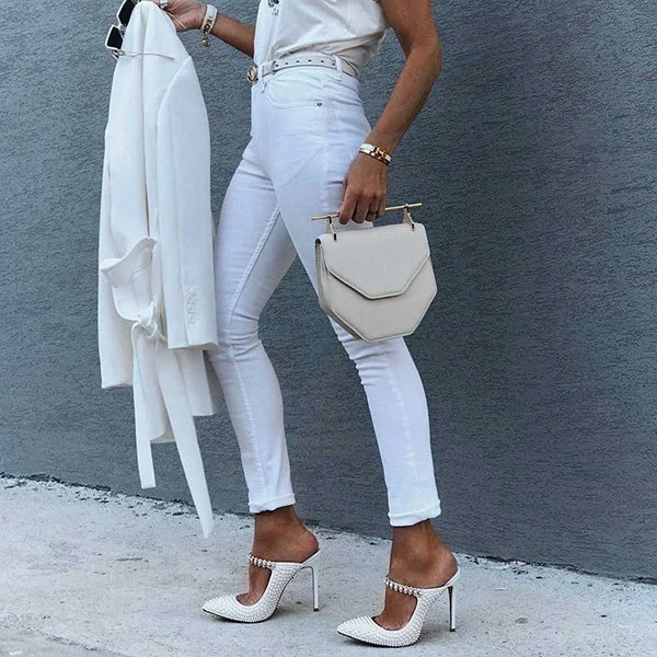 Chic Women Pearl Detailed High Heels