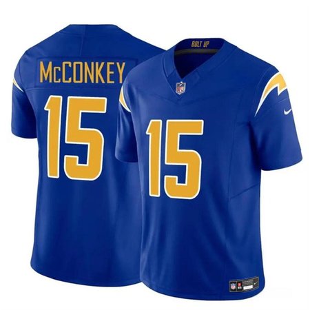 Men's Los Angeles Chargers #15 Ladd McConkey Royal 2024 F.U.S.E  Draft Vapor Limited Stitched Football Jersey