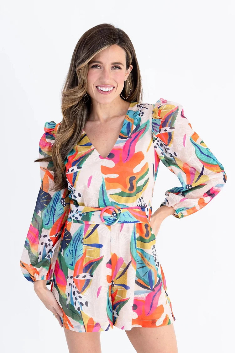 Sun-Kissed Serenity Belted Romper