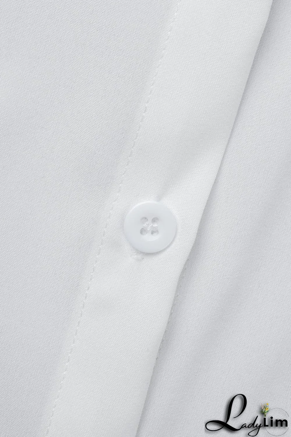 White Casual Solid Patchwork Buckle Asymmetrical Turndown Collar Tops