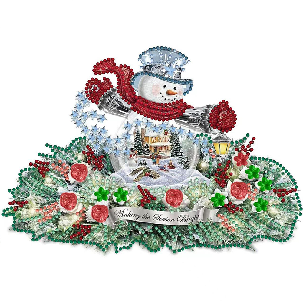 Christmas Snowman Decoration 30*30CM(Canvas) Special Shaped Drill Diamond Painting gbfke