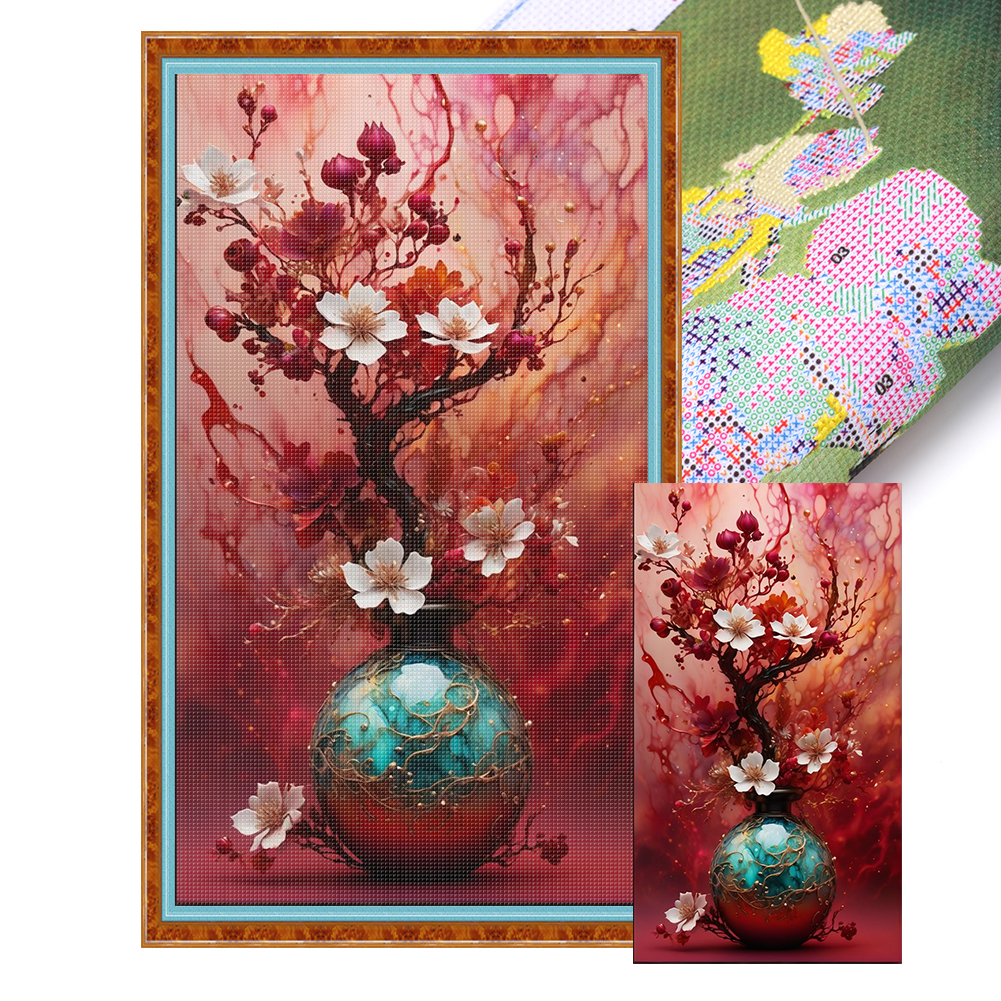Vase Full 11CT Pre-stamped Canvas(40*70cm) Cross Stitch