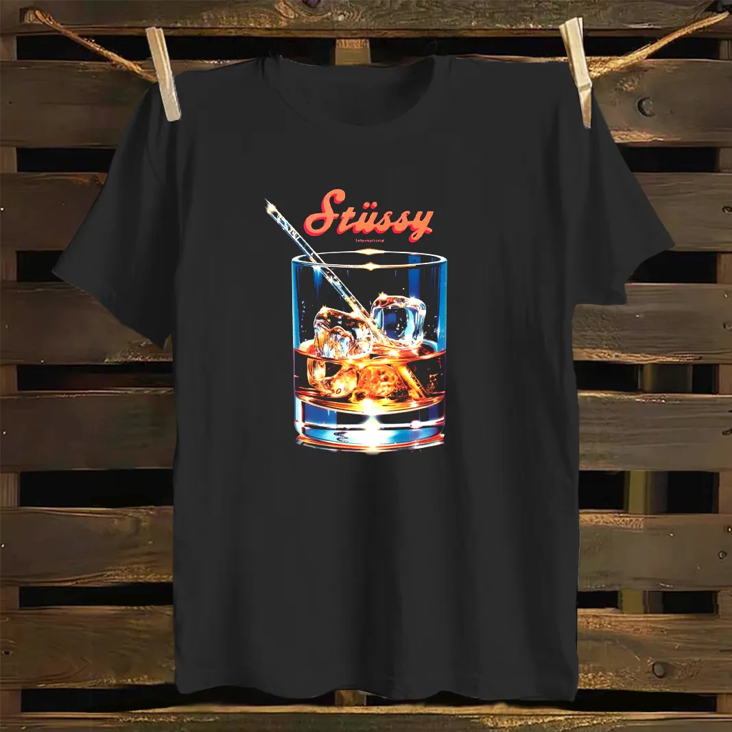 Whiskey Glass Design Graphic Print T-shirt