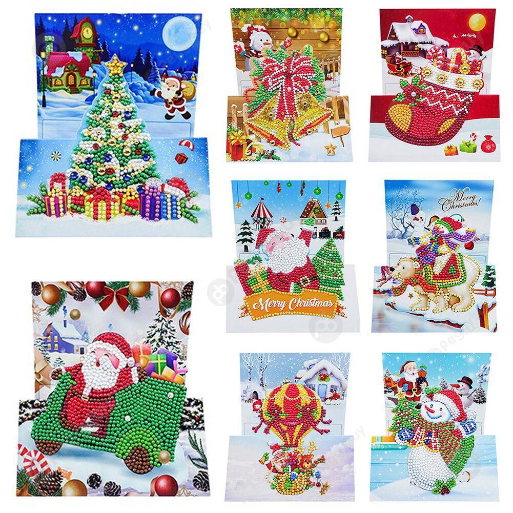 

8pcs Christmas-DIY Creative Diamond Greeting Card, 501 Original