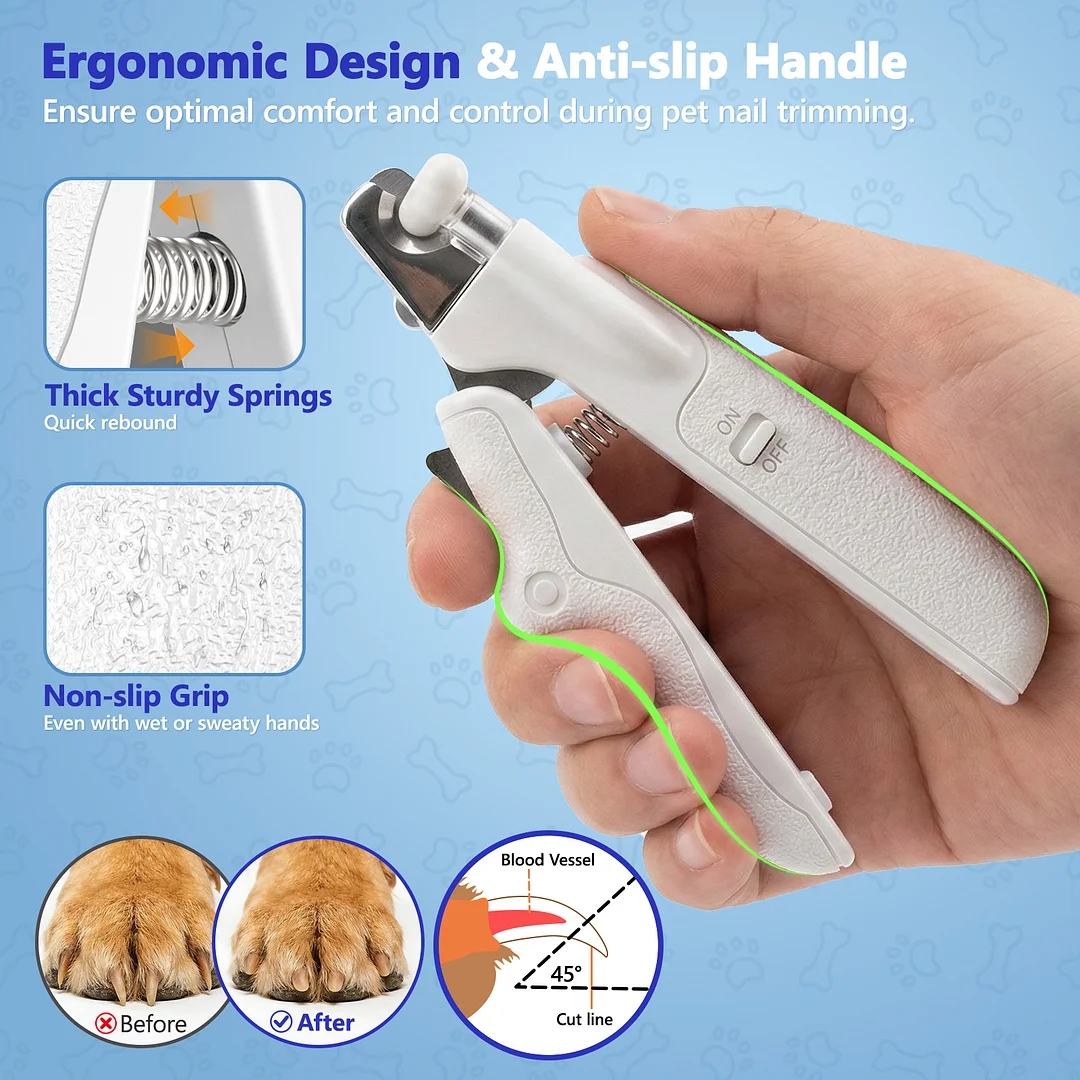 BEBANG Dog Nail Clipper with Led Light, Safety Guard & Nail File, Pet Nail Clipper for Small Medium Large Breeds