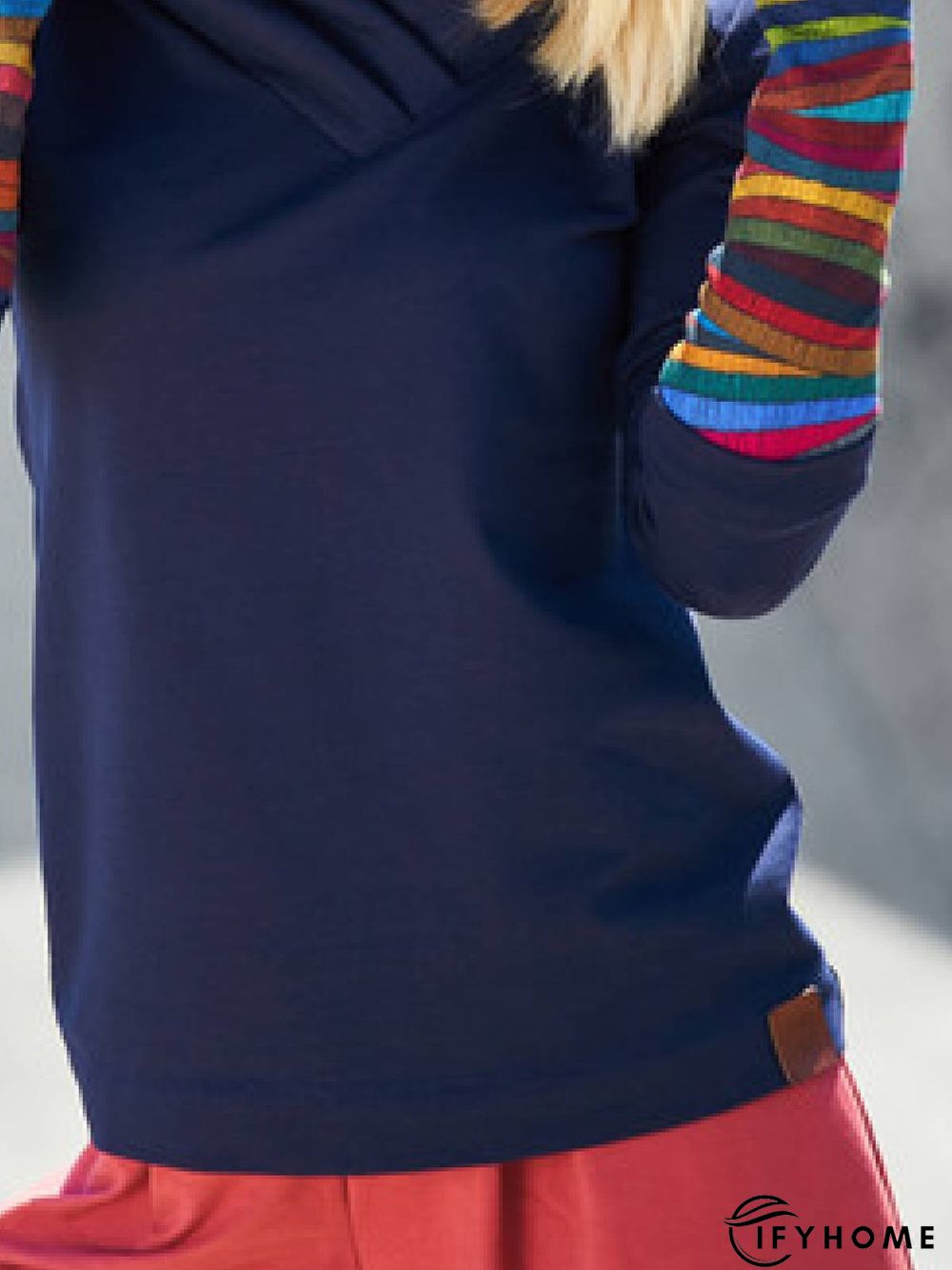 Hoodie Casual Long Sleeve Color-Block Sweatshirt | IFYHOME