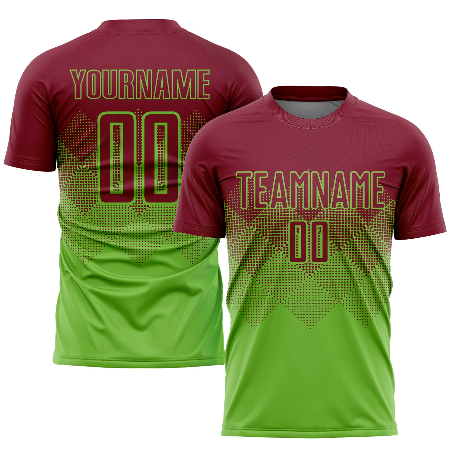 Custom Neon Green Crimson Sublimation Soccer Uniform Jersey | captainssportss.com