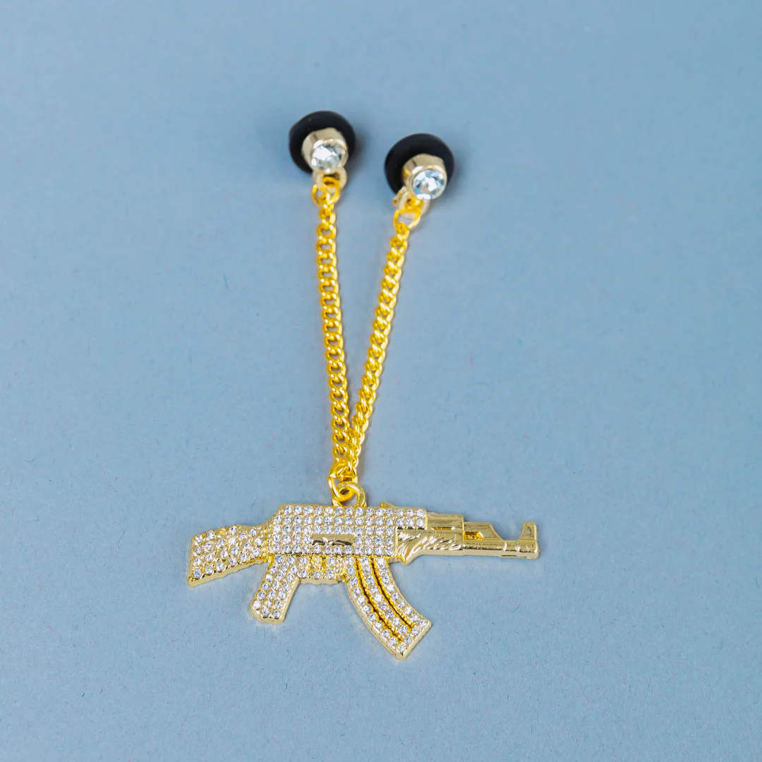 NEW GOLD "AK-47" CHAIN W/ RHINESTONES VERY LIMITED