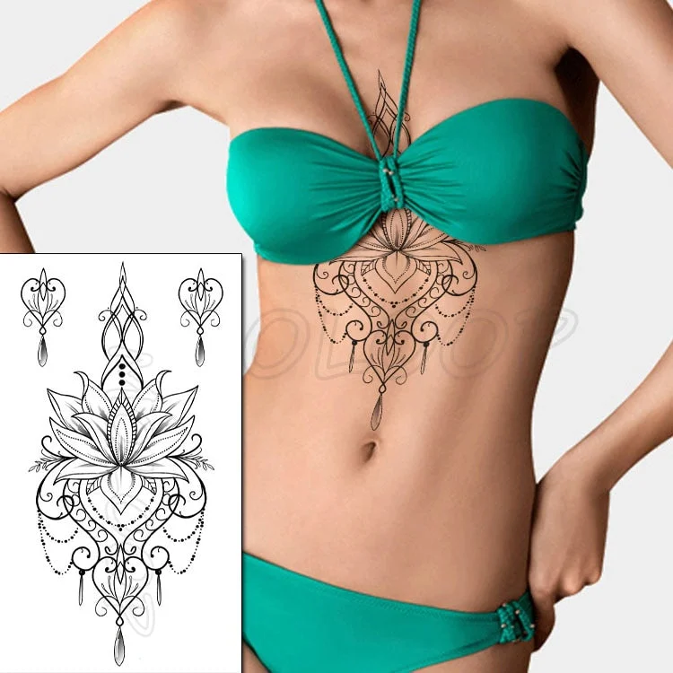 Temporary Tattoo Sticker Plant Leaf Flower Like Butterfly Sexy Chest Back Fake Tatoo Waterproof Flash Tatto Art for Woman Girl