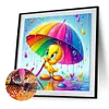 Petit canard jaune avec parapluie arc-en-ciel-peinture diamant ronde-50*50cm