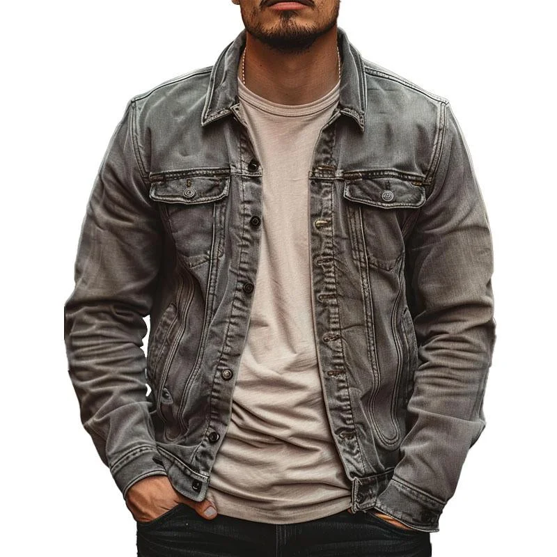 Men's Vintage Lapel Denim Jacket