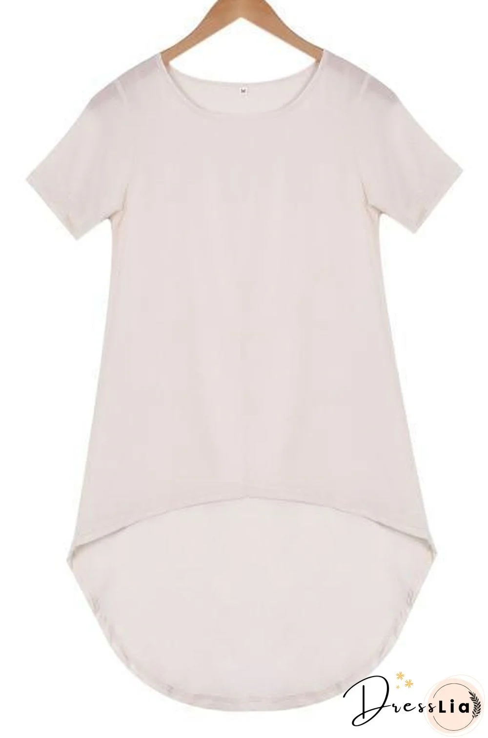 Plus Size Women Maxi T-shirt Tail Fashion Loose Short Sleeve Casual Beige Black Tee Top