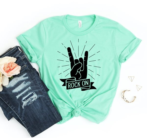 Rock On T-shirt, Women's Concert Shirt, Rock Star Top, Music Tshirt, Peace Tee, Musician Shirts, Band Gift, Singer T-shirt, Party Shirt - Life is Beautiful for You - SheChoic