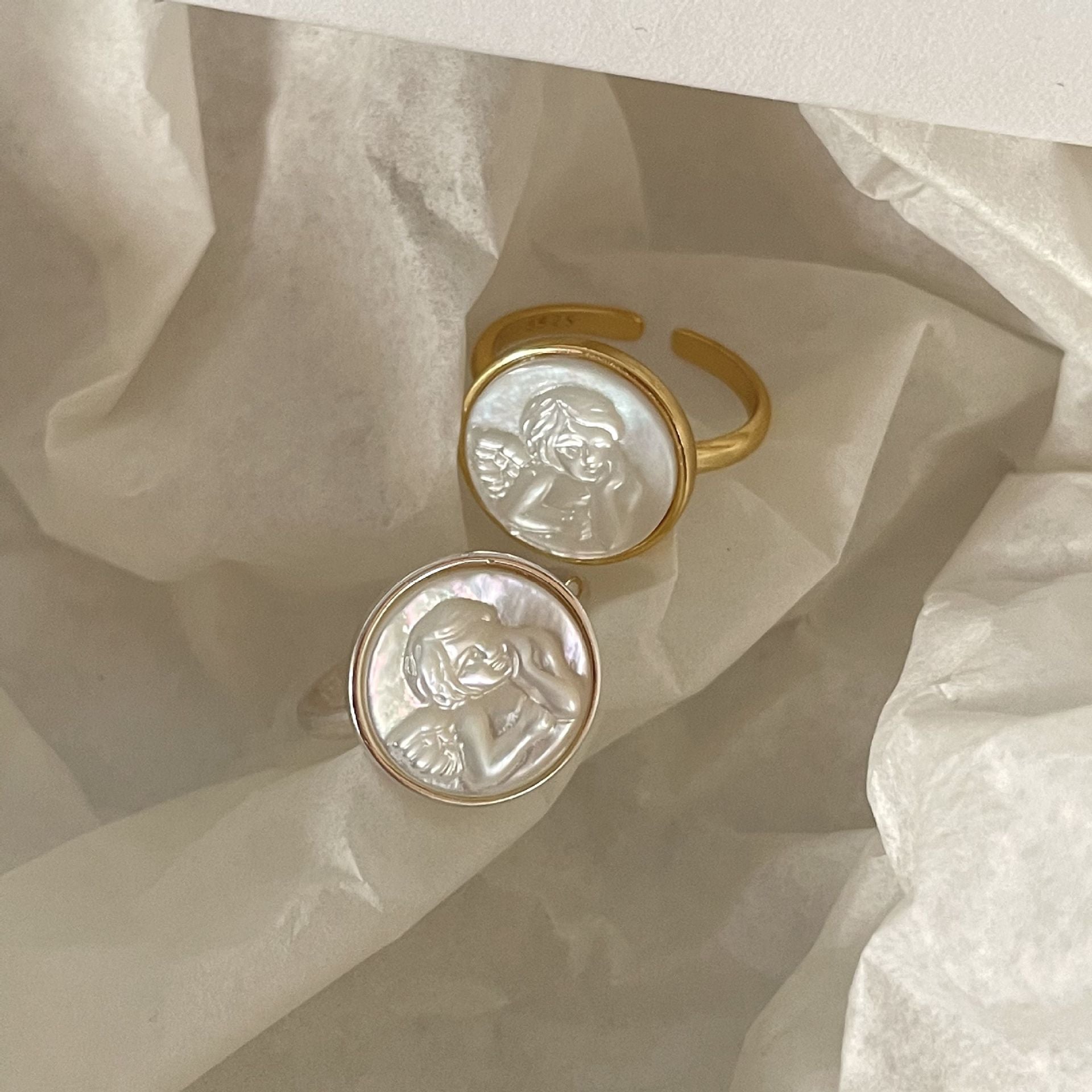 925 Sterling Silver Women Korean Chamfered Cube Heart Silver Silver Plating Rings