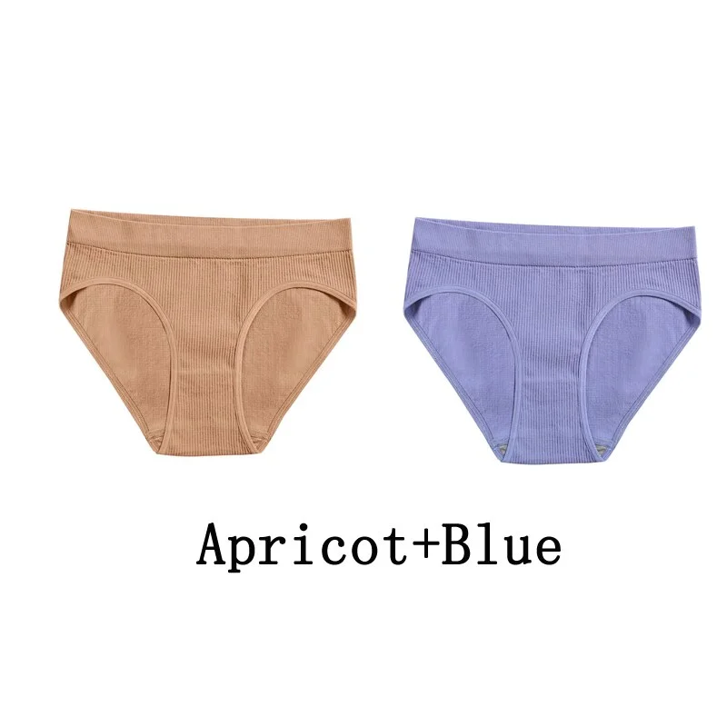 Billionm Women Seamless Cotton Panties Sexy Mid Waist Briefs Girls Solid Colors Ribbed Underpants Female Comfortable Intimates Lingerie