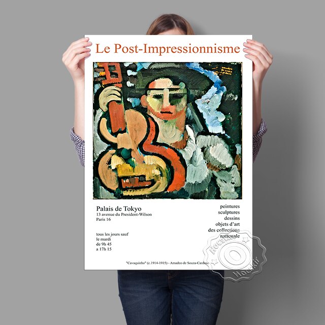 Amadeo Cardosa Vintage Post Impressionism Exhibition Poster, Cardosa Ukulele Canvas Painting, Cubism Portrait Home Wall Decor