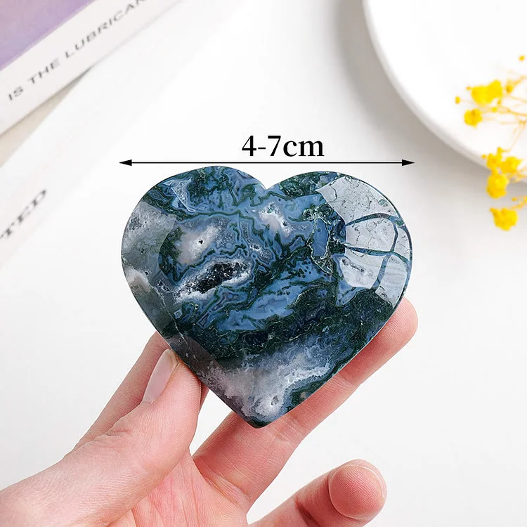 Olivenorma Moss Agate Polished Play Stone Crystal Heart
