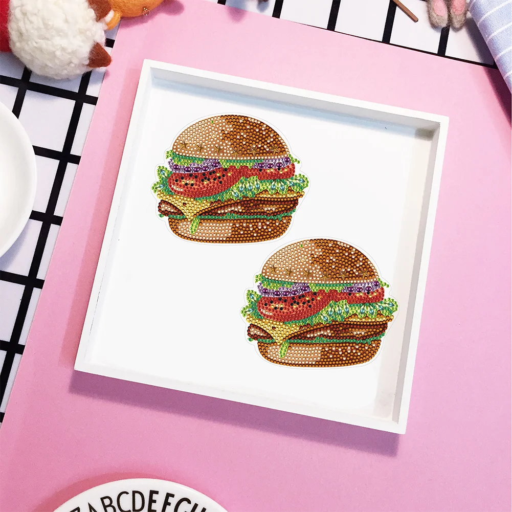 1pcs DIY Hamburger Diamond Painting Magnets Refrigerator for Adults Kid Office Car Fridge