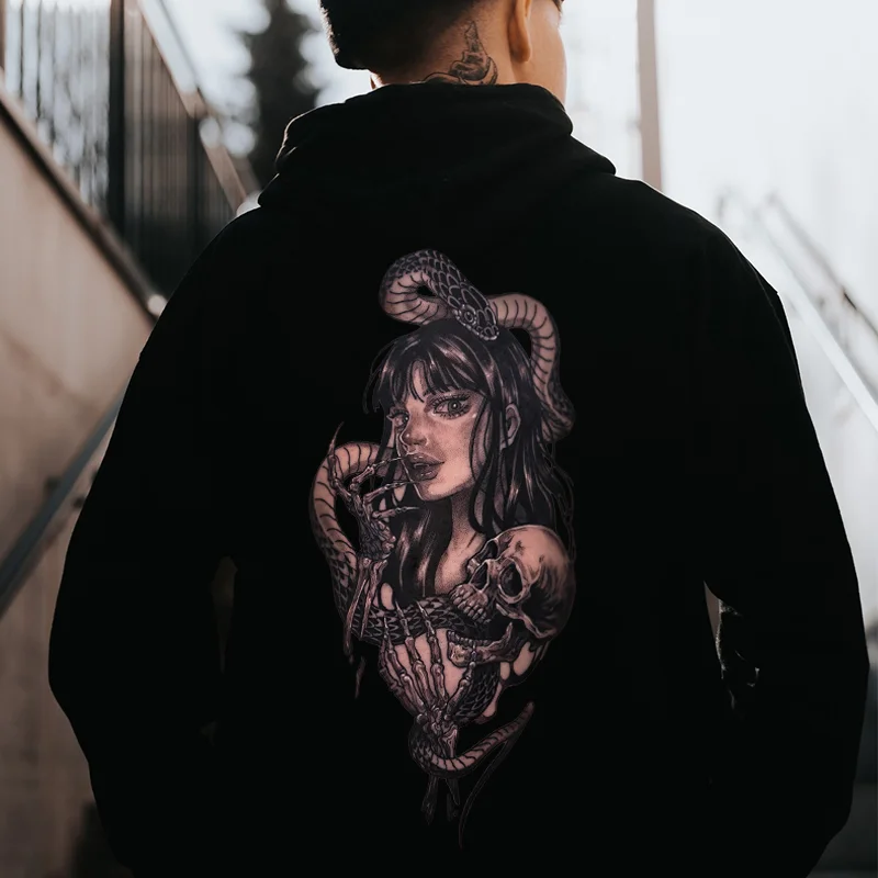 Snake And The Girl Printed Men's Hoodie -  