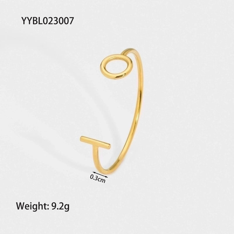 Modern Style Geometric Heart Shape Snake 304 Stainless Steel 18K Gold Plated Bangle In Bulk