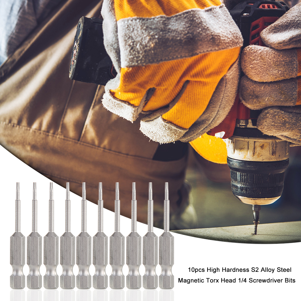 

10pcs High Hardness S2 Alloy Steel Magnetic Torx Head 1/4 Screwdriver Bits, T15, 501 Original