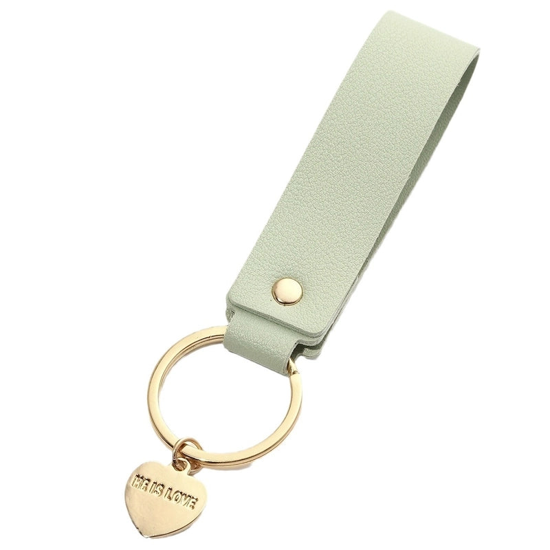 Minimalist Solid Color Pu Leather Women’s Keychain