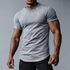 Men's Casual Slim Solid Color T-Shirt Fitness Running Sports Short Sleeve Tee by Inlyline