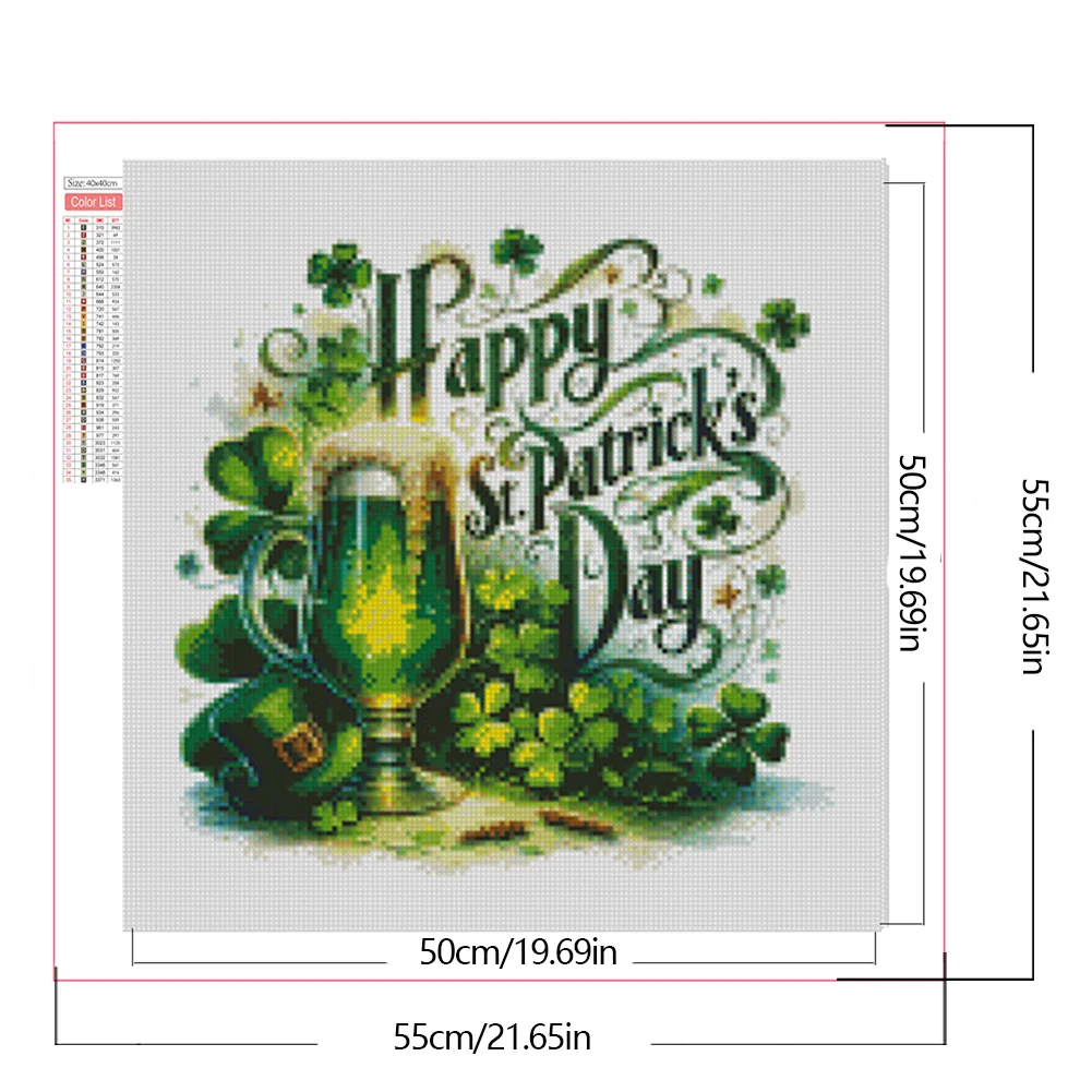 Diamond Painting - Full Square Drill - St. Patrick s Day Wine Glass(Canvas|45*45cm)
