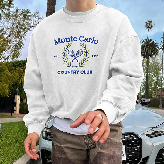 Vintage Unisex Monte Carlo Country Club Pullover Sweatshirt Lixishop 
