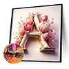 Fleur rose lettre-plein rond diamant peinture-30 * 30cm
