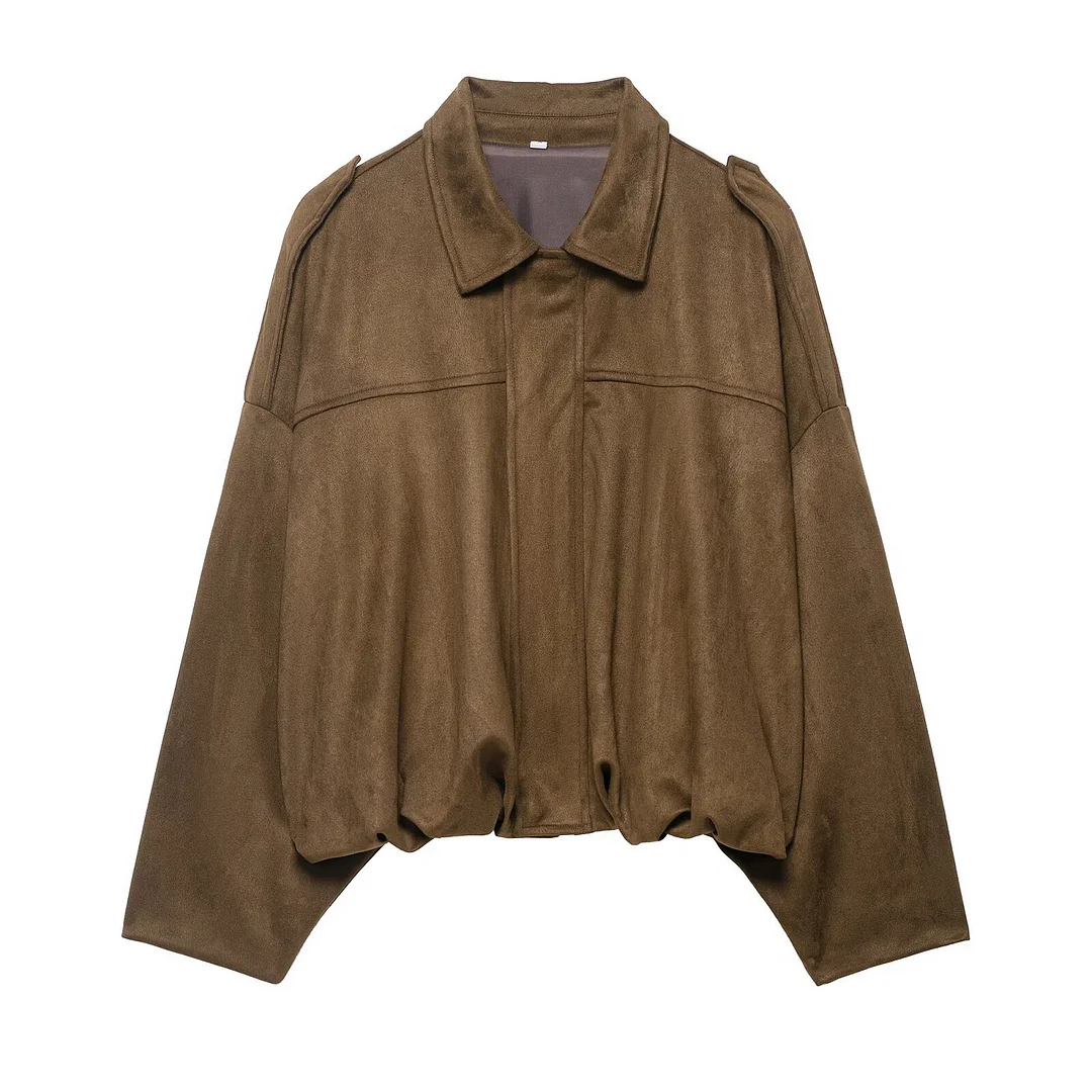 Nigikala Nigikala Color 2025 Spring And Autumn Leisure Tuffen Texture Collar Pilot Jacket Women B88824