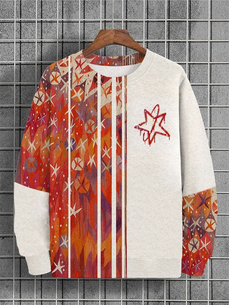 Star print colorblock outlet sweatshirt