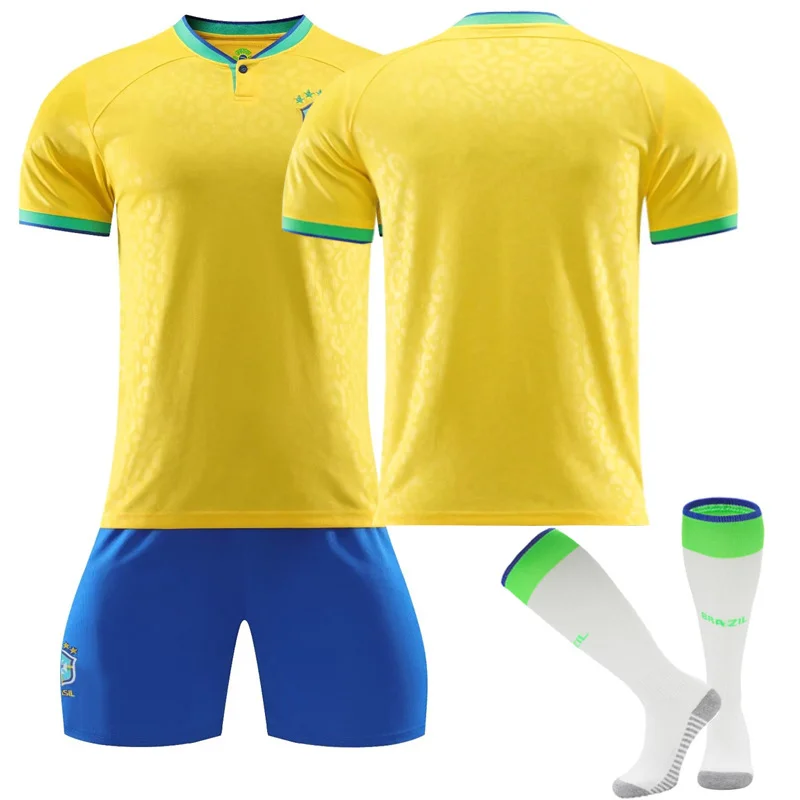 Kids Brazil Home Football Jersey And Shorts 22-23 Season In