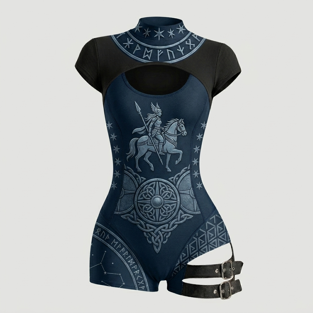 Viking-Style Tight-Fitting Swimsuit Bodysuit
