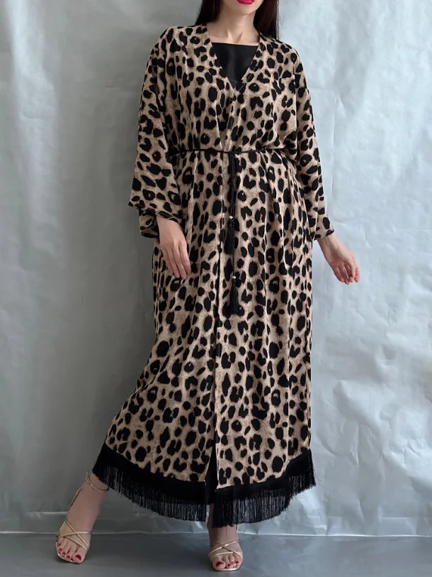 Stylish Leopard Print Dress Robe-inspireuse