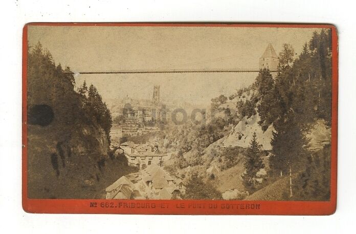 Pont du Gottéron - Original Carte-de-visite Photo Poster paintinggraph - Late 19th Century