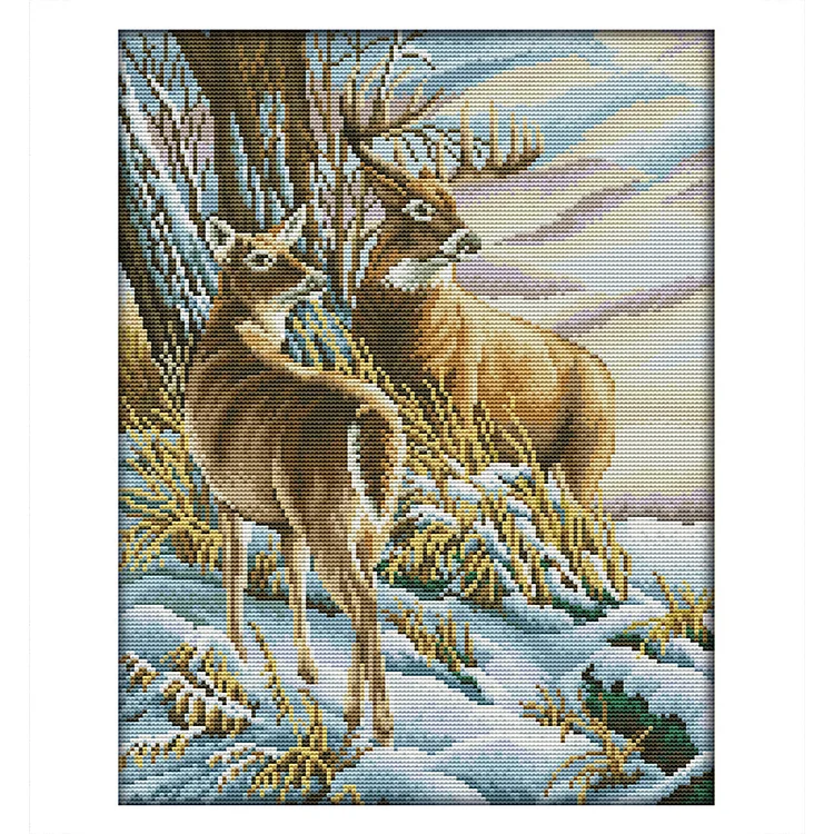 Deer Animal 14CT Printed Cross Stitch Kits (33*42CM) fgoby