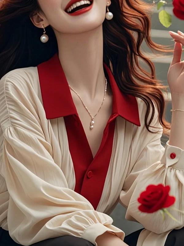 Athvotar Athvotar French Chiffon Shirts Spring 2025 New Chic Long Sleeve Clip Shirts